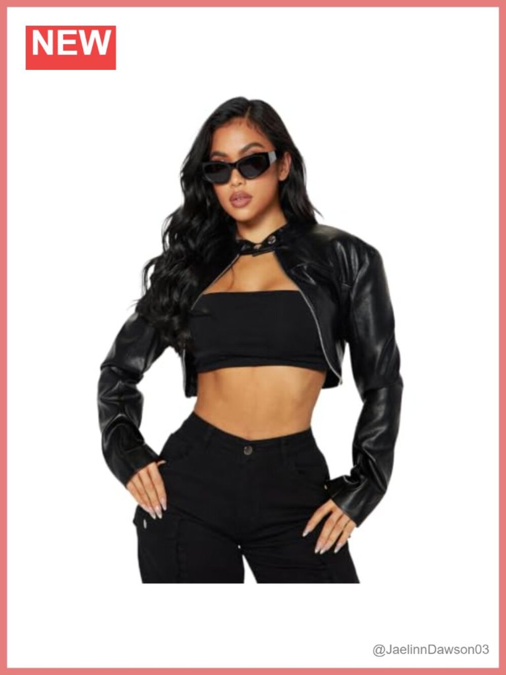 Women's Cropped Faux Leather Jacket Open Front Bolero Moto Biker Y2K